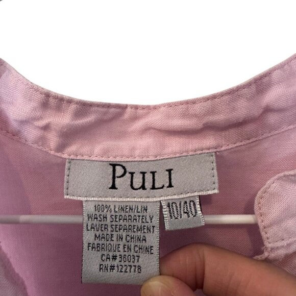 Puli blush linen cap sleeve button down top size 10 - Picture 6 of 7